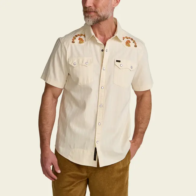 Howler Brothers Crosscut Deluxe Snapshirt - Fowl Play : Off White Dobby