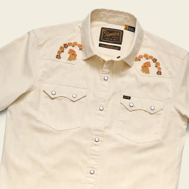 Howler Brothers Crosscut Deluxe Snapshirt - Fowl Play : Off White Dobby