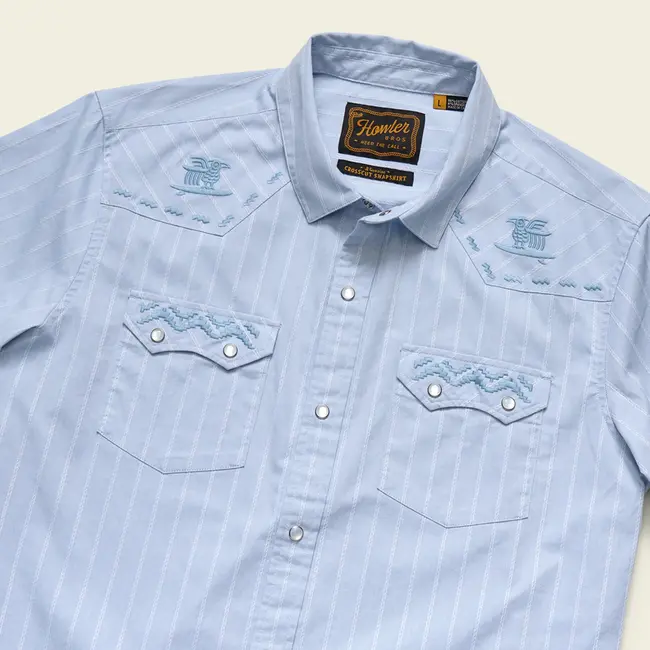 Howler Brothers Crosscut Deluxe Snapshirt - Surfbird : Sky Oxford Dobby
