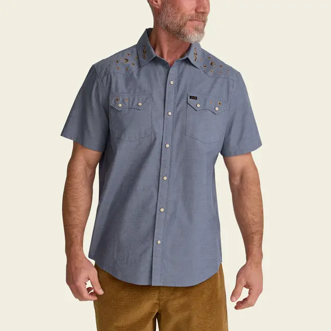 Howler Brothers Crosscut Deluxe Snapshirt - Noche de Paz : Indigo Chambray