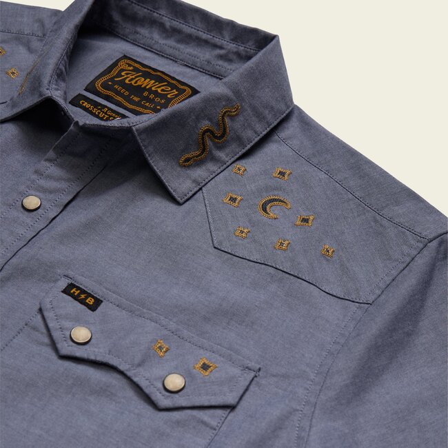 Howler Brothers Crosscut Deluxe Snapshirt - Noche de Paz : Indigo Chambray