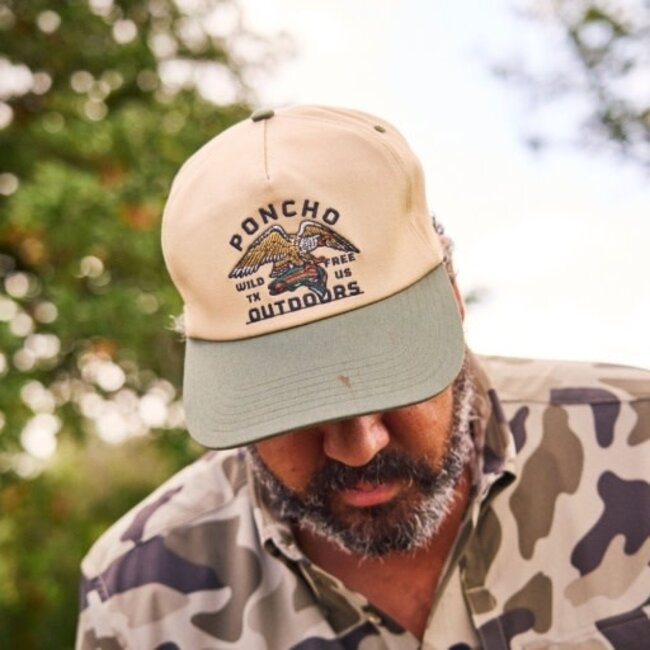 Poncho Outdoors Tan Eagle and Trout Hat One Size