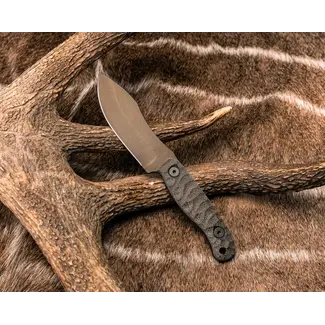 Half Face Blades Skinner Jr- OD Green Canvas Micarta, Midnight Bronze Cerakote, Allen Bolts, Textured Grip