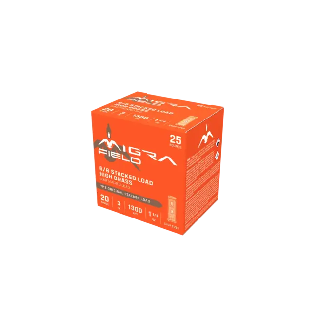 Migra Field 12 Gauge 2-3/4" High Brass Stacked Load 7.5-9 Shot 1 Ounce