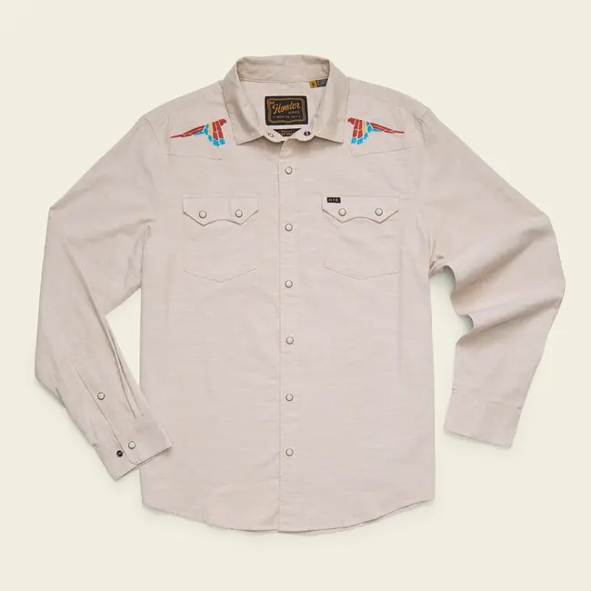 Howler Brothers Crosscut Deluxe Longsleeve - Parrot Patrol : Dune Chambray