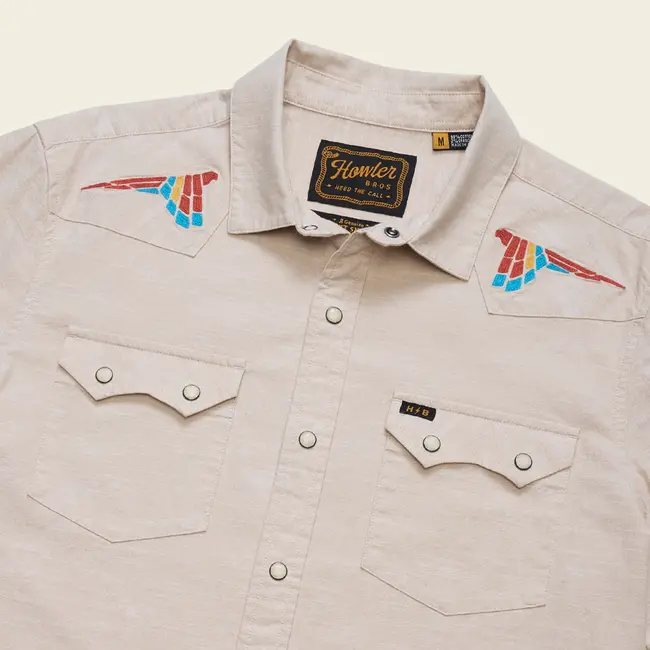 Howler Brothers Crosscut Deluxe Longsleeve - Parrot Patrol : Dune Chambray