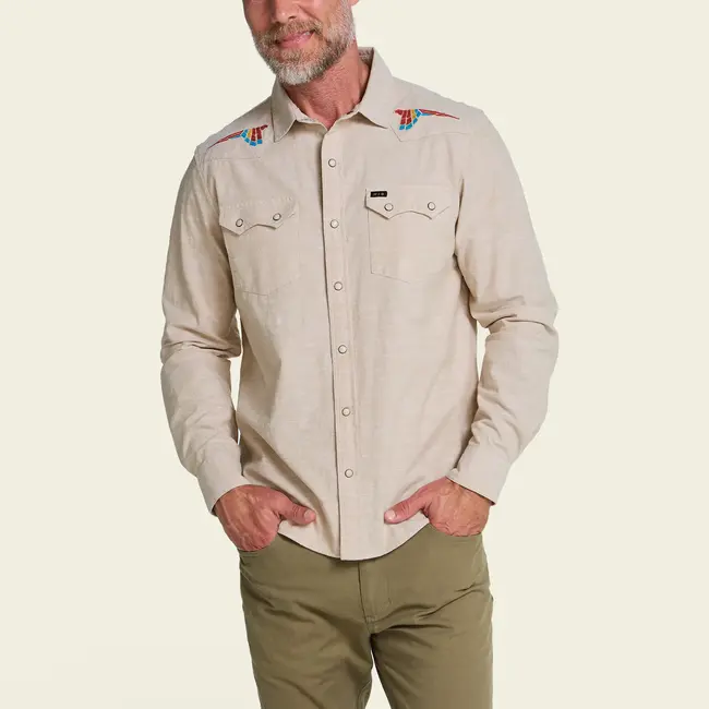 Howler Brothers Crosscut Deluxe Longsleeve - Parrot Patrol : Dune Chambray