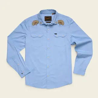 Howler Brothers Crosscut Deluxe Longsleeve - Fanned Flora : Faded Blue Oxford