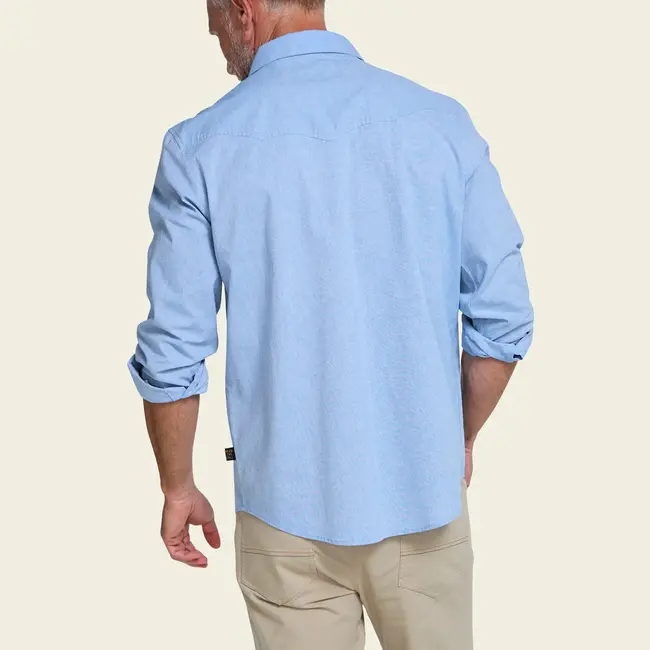 Howler Brothers Crosscut Deluxe Longsleeve - Fanned Flora : Faded Blue Oxford