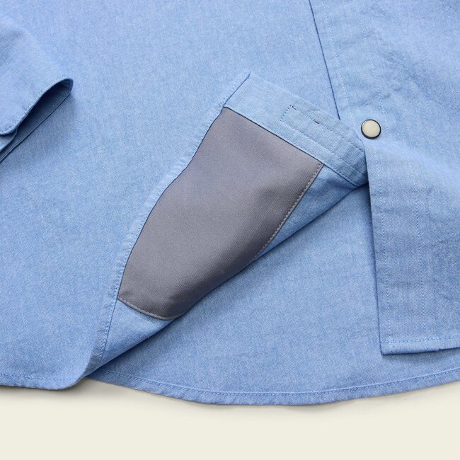 Howler Brothers Crosscut Deluxe Longsleeve - Fanned Flora : Faded Blue Oxford