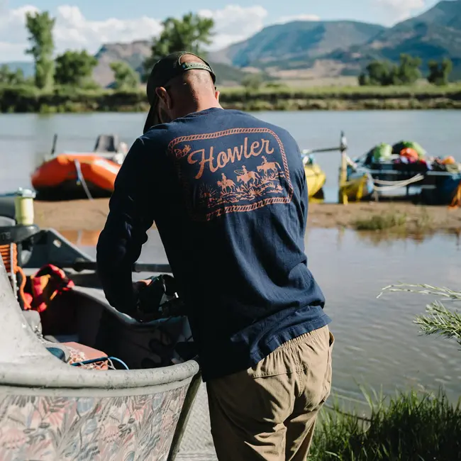 Howler Brothers Cotton Longsleeve T-Shirt - Howler Posse : Navy