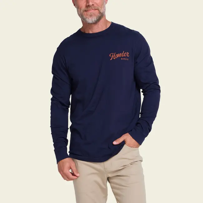 Howler Brothers Cotton Longsleeve T-Shirt - Howler Posse : Navy