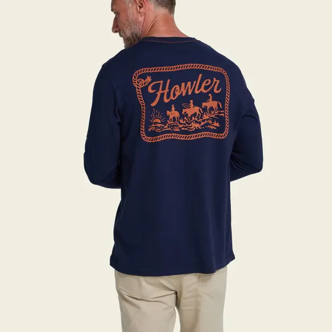 Howler Brothers Cotton Longsleeve T-Shirt - Howler Posse : Navy