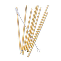 Abbott Gold | 8 Straight Straws & Brush