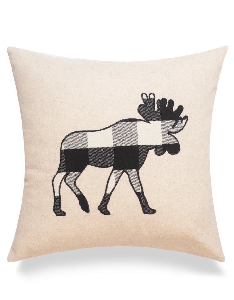 Cottage Life Check Plaid Moose | Pillow