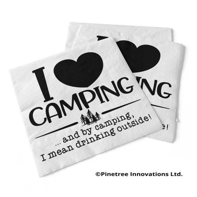 Pinetree Innovations I ♥ Camping | Beverage Napkin