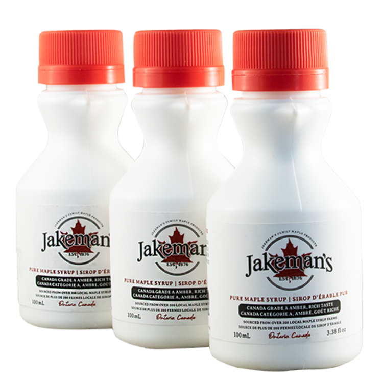 Jakeman's Maple Products Pure Maple Syrup | 100ml Plastic Jug Pack of 3