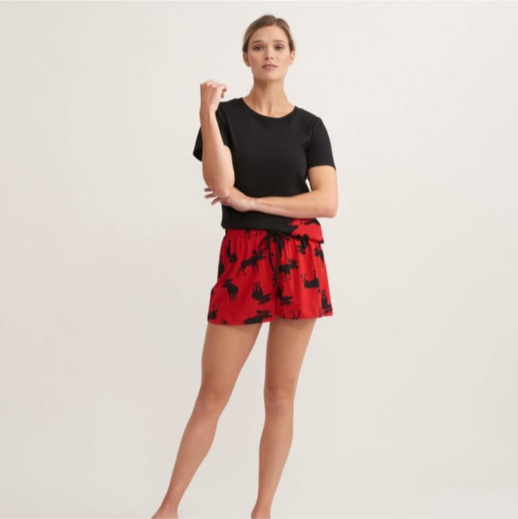 Little Blue House by Hatley Moose on Red | Sleep Shorts