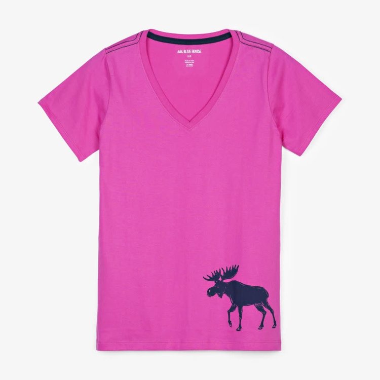 Little Blue House by Hatley Cottage Moose | Pajama Tee