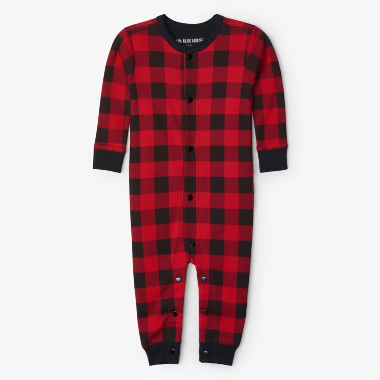 Little Blue House by Hatley Moose on Plaid  | Union Suit
