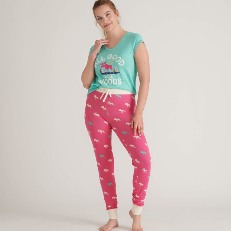 Little Blue House by Hatley Raspberry Moose | Sleep Leggings