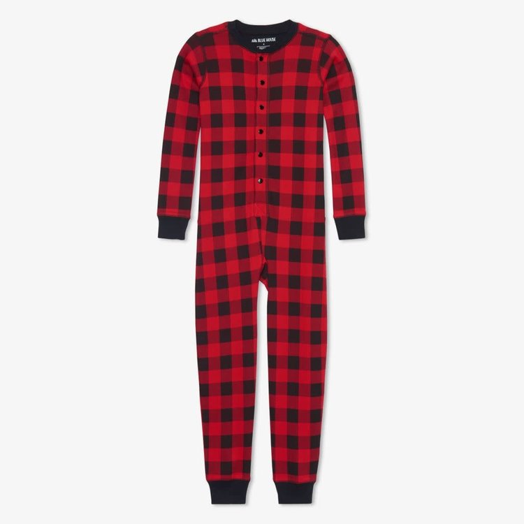 Little Blue House by Hatley Moose on Plaid | Union Suit