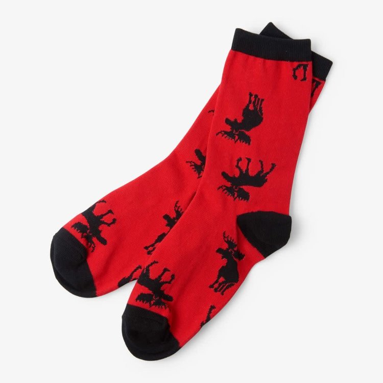 Little Blue House by Hatley Moose on Red | Crew Socks