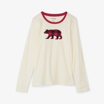 Little Blue House by Hatley Buffalo Plaid Bear | Long Sleeve Pajama Tee