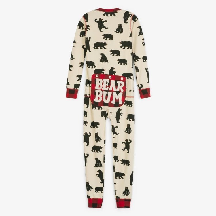 Little Blue House by Hatley Black Bears on Natural | Union Suit