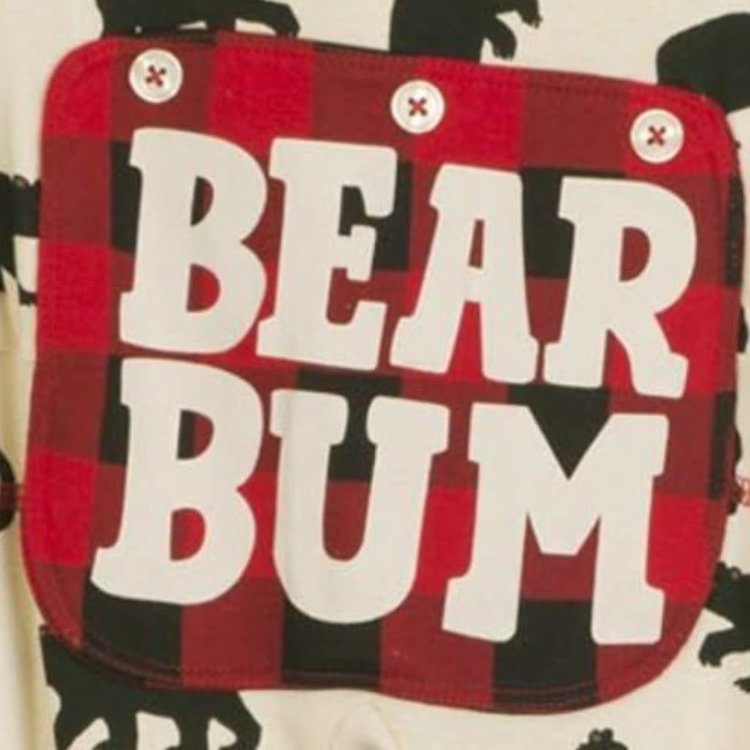 Little Blue House by Hatley Black Bears on Natural | Union Suit