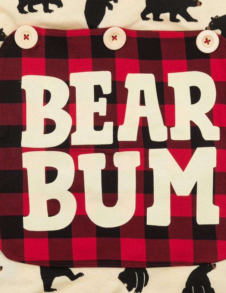 Little Blue House by Hatley Black Bears on Natural | Union Suit