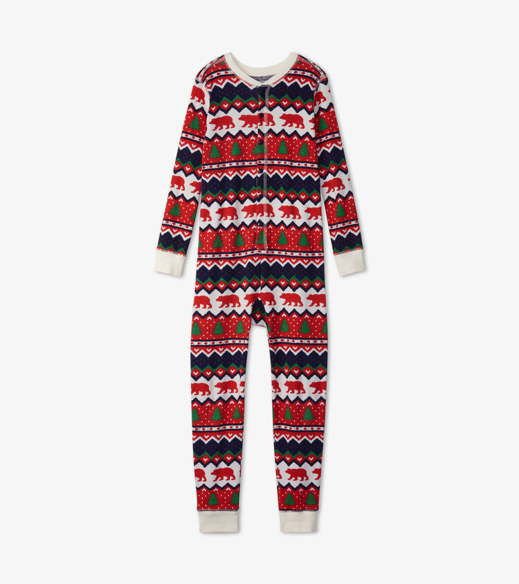 Little Blue House by Hatley Fair Isle Bear | Kids Union Suit