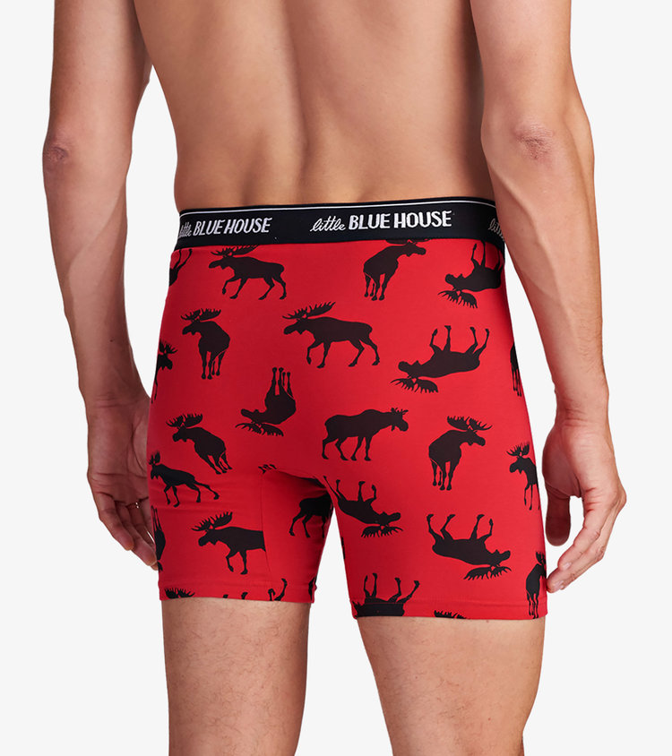 Little Blue House by Hatley Moose on Red  | Boxer Briefs