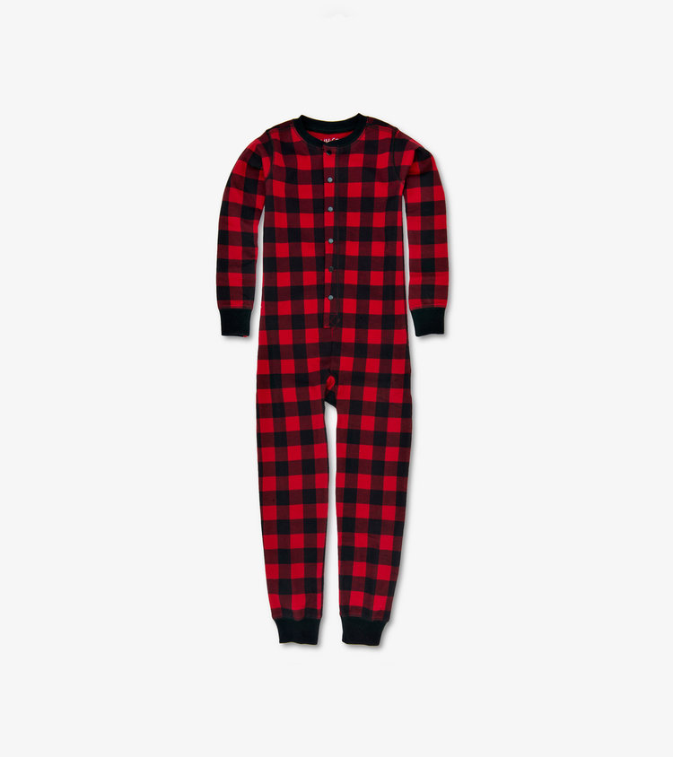 Little Blue House by Hatley Plaid Moose | Children's Union Suit