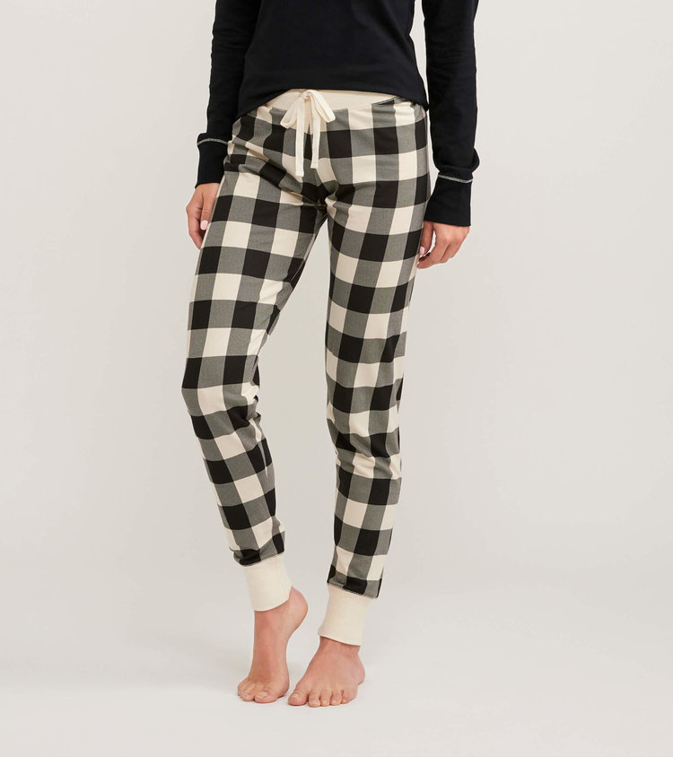 Little Blue House by Hatley Cream Plaid | Stretch Jersey Leggings