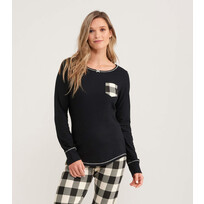 Little Blue House by Hatley Cream Plaid | Long-Sleeve Top