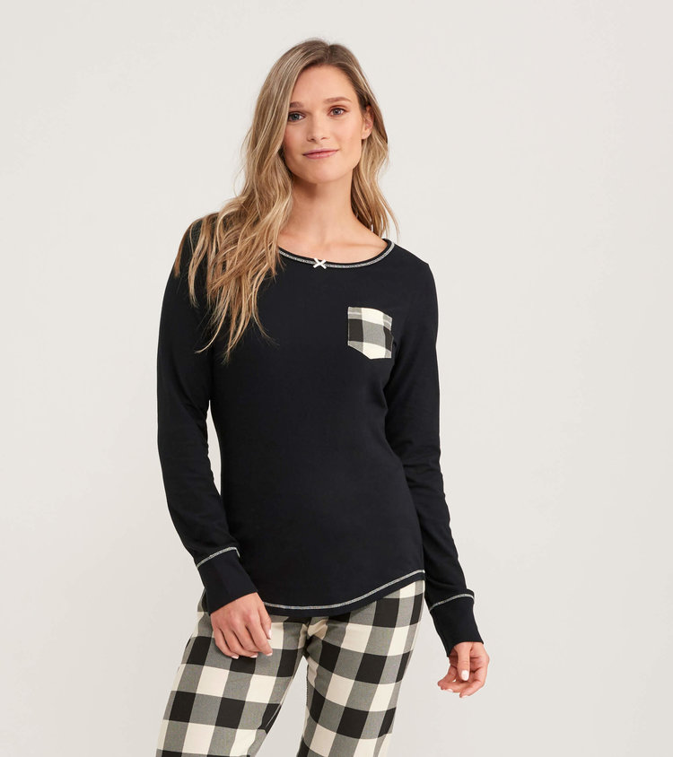 Little Blue House by Hatley Cream Plaid | Long-Sleeve Top