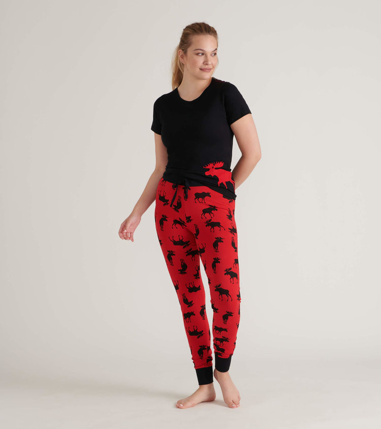 Little Blue House by Hatley Moose on Red |  Sleep Leggings
