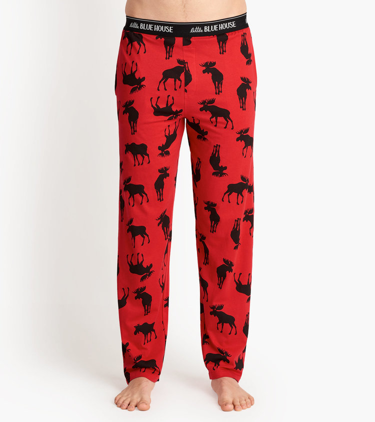 Little Blue House by Hatley Moose on Red | Jersey Pants