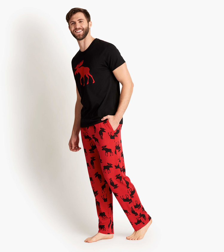 Little Blue House by Hatley Moose on Red | Jersey Pants