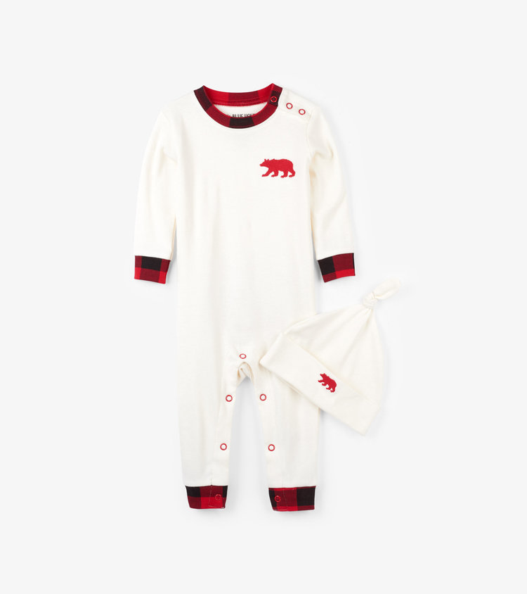 Little Blue House by Hatley Buffalo Plaid | Baby Coverall & Hat