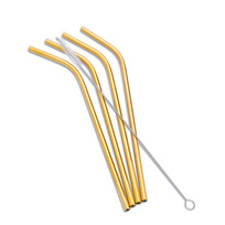 Abbott Gold|  4 Bent Straws & Brush