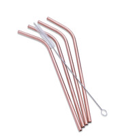 Abbott Rose Gold| 4 Bent Straws & Brush