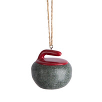 Abbott Grey/Red Curling Rock Ornament
