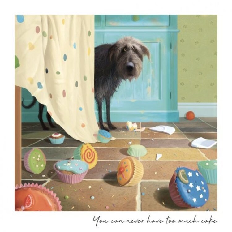 Toby the Dog Toby The Dog  Too Much Cake | Blank Greeting Card