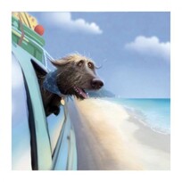 Toby the Dog Toby The Dog  Driving to the Beach | Blank Greeting Card