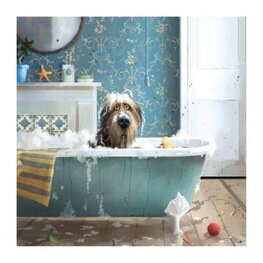 Toby the Dog Toby The Dog  in the Bath | Blank Greeting Card