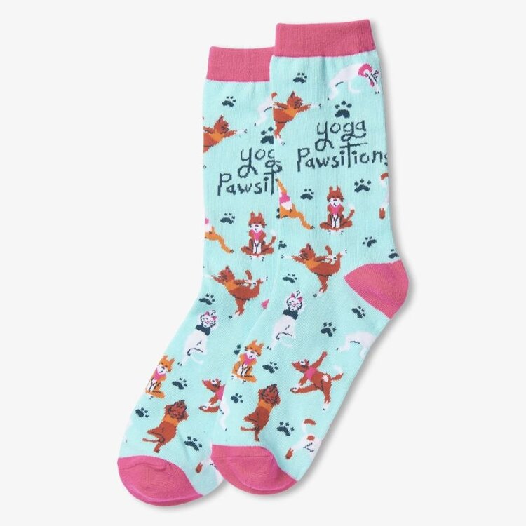 Little Blue House by Hatley Yoga Pawsitions | Crew Socks