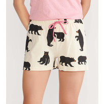 Little Blue House by Hatley Black Bears on Natural | Sleep Shorts
