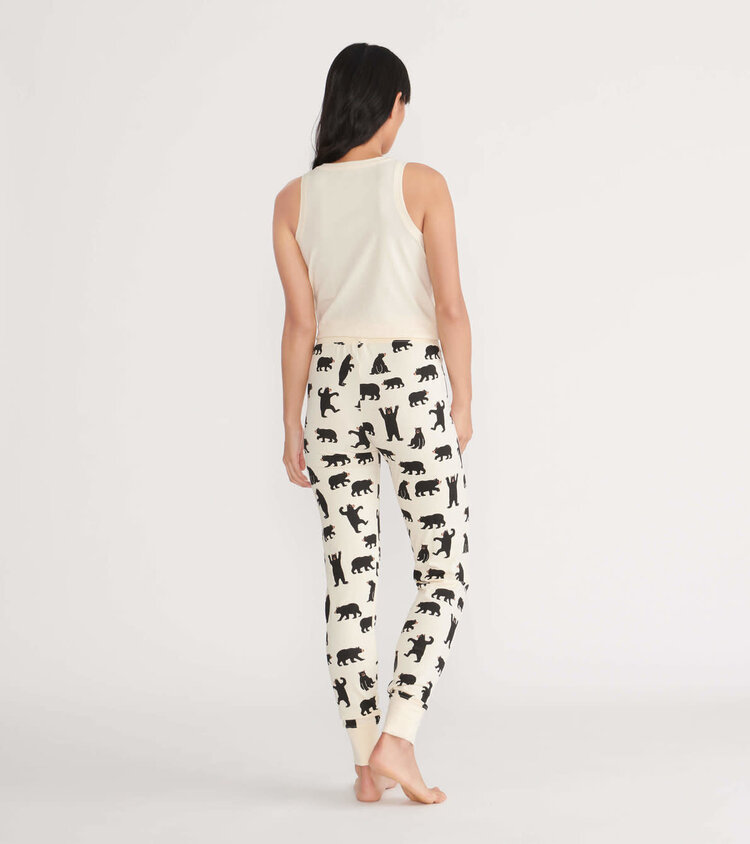 Little Blue House by Hatley Black Bears on Natural | Stretch Jersey Leggings